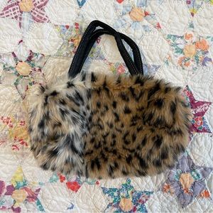 y2k vintage fluffy mini cheetah print purse